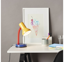 Bürolampe 1-flammig Metall/Kunststoff HxØ 300x130 mm Junior blau/rot/gelb mit Flexarm + Kippschalter-thumb-2