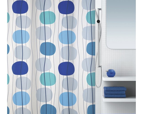 Duschvorhang spirella Mobile Textil 180 x 200 cm blau 10.16731