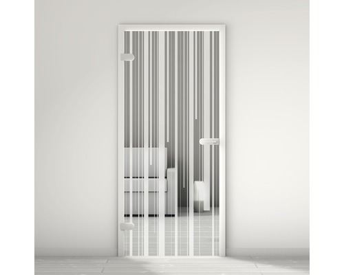 Pertura Glastür Mynd Lines 10 satiniert 70,9 x 197,2 x 0,8 cm DIN Links Glastür mit vertikalem Streifenmuster für Innenräume
