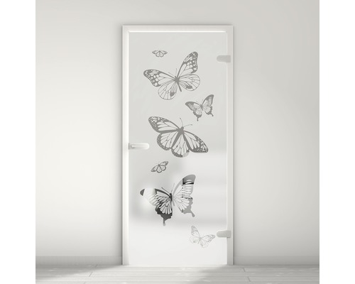 Pertura Glastür Mynd Butterfly 06 satiniert 83,4 x 197,2 x 0,8 cm DIN Rechts