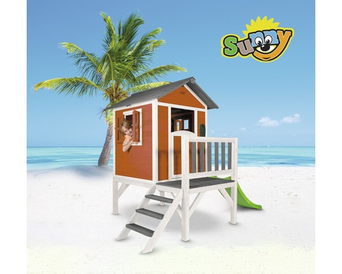 Spielhaus aus Holz mit Rutsche und Leiter für Kinder