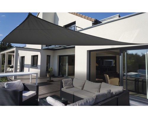 PeddyShield Dreiecksonnensegel 4,6 x 4,6 x 4,6 m, aus wasser- und windabweisenden PES 200 g/m², anthrazit