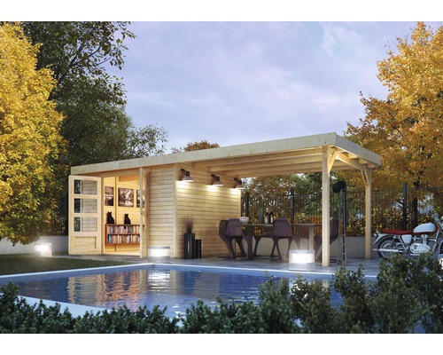 Gartenhaus Karibu Kodiak 6 im Set mit Schleppdach 522 x 306 cm natur