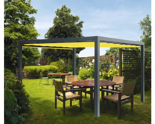 Pavillon Grau 500 x 600 cm Design 7703 gelb ohne Senkrechtmarkise