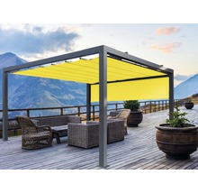 Pavillon Grau 500 x 300 cm Design 7703 gelb mit Senkrechtmarkise-thumb-3