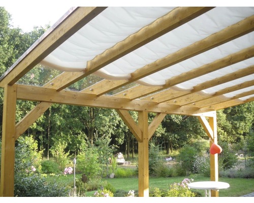 Seilspann-Sonnensegel elfenbein 220x88 cm Holzpergola mit Sonnenschutzsegel im Garten