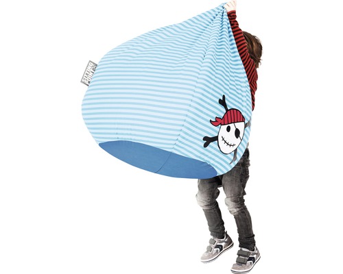 Sitzsack mit Streifenmuster und Totenkopfmotiv