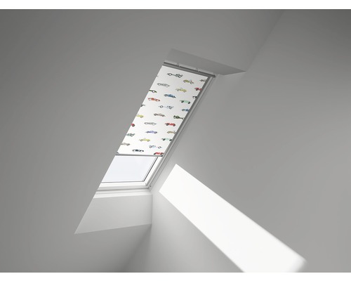 VELUX Verdunkelungsrollo Kids Rennautos manuell Rahmen aluminium DKL M08 4654S