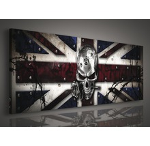 Dekorative Leinwand mit Union-Jack-Flagge, Totenkopf und Stacheldraht