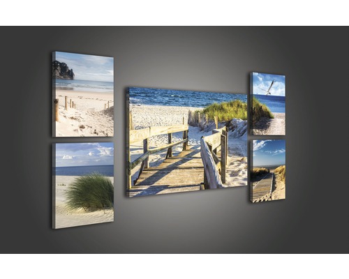 Fünfteiliges Wandbild mit Strandmotiven