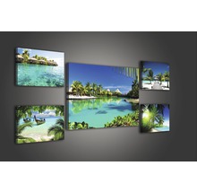 Mehrteiliges Wandbild mit tropischen Strandmotiven
