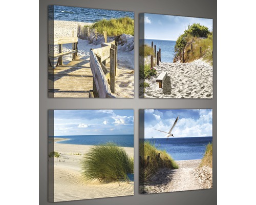 Mehrteiliges Wandbild mit Strand- und Meer Motiven