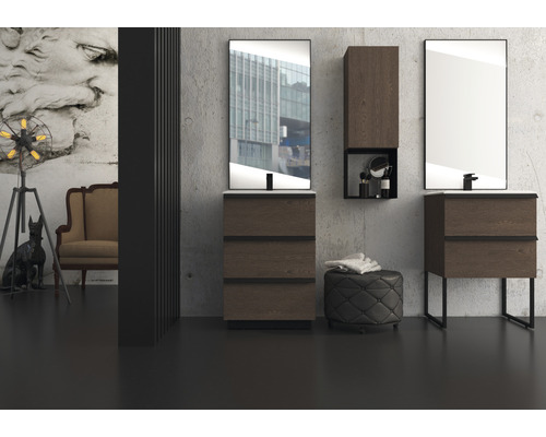 Badezimmer Szene mit Waschtischen, Spiegeln und Dekoration