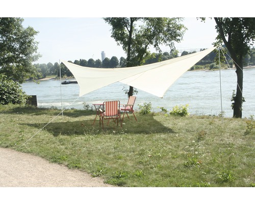 Vierecksonnensegel, 4,0 x 4,0 m, aus wasser- und windabweisenden PES, inklusive 2 Befestigungsstangen, sand
