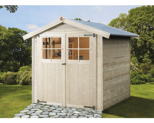 Gartenhaus weka 316 Gr.1 mit Fußboden 240 x 171 cm natur Gartenschuppen aus Holz mit Doppeltür und zwei Fenstern