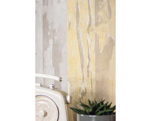 Tapete mit Holzplanken Optik