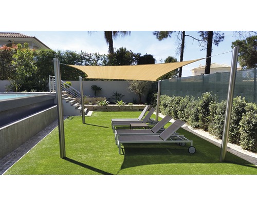 Nesling Vierecksonnensegel 3,6 x 3,0 m, HDPE 285 g/m² wind- und wasserdurchlässig, sand
