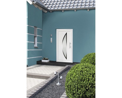 Eingangsbereich eines Hauses mit Haustür mit Glaseinsatz