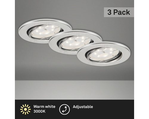 LED Einbauleuchten Set IP23 3-tlg 3x3W 3x250 lm 3000 K alu Ø 8,6/6,8 cm 230V Drei verstellbare Einbauspots mit warmweißem Licht