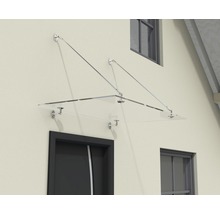 Glasvordach mit Edelstahlhalterung über einer Haustür