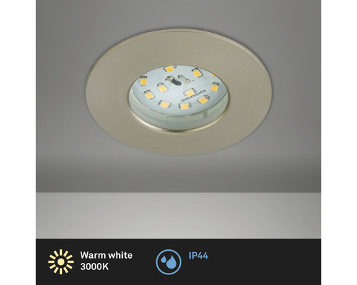 LED Einbauleuchte IP44 1x5W 400 lm 3000 K warmweiß rund kunststoff nickel/matt Ø 75/60 mm 230V LED Einbauleuchte IP44 1x5W 400 lm 3000 K warmweiß rund kunststoff nickel/matt Ø 75/60 mm 230V