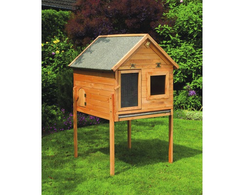 Kleintiervilla promadino Maxi einzeln mit Stahlwanne 82 x 99 x 140 cm Holzhühnerstall mit Dach und Beinen im Garten