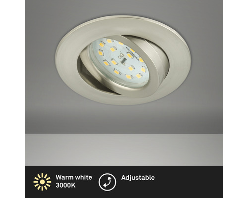 LED Einbauleuchte IP23 1x5W 400 lm 3000 K nickel/matt Ø 8,2/6,8 cm 230V Deckeneinbaustrahler, schwenkbar