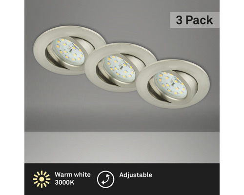 LED Einbauleuchten Set IP23 3-tlg 3x5W 3x400 lm 3000 K warmweiß rund kunststoff nickel/matt Ø 68 mm 230V LED Einbauleuchten Set IP23 3-tlg 3x5W 3x400 lm 3000 K warmweiß rund kunststoff nickel/matt Ø 68 mm 230V