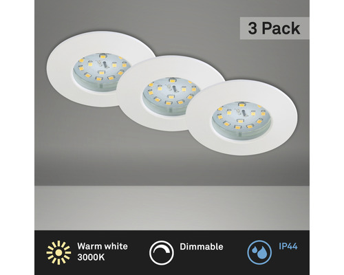 LED Einbauleuchten Set IP44 dimmbar 3-tlg 3x5,5W 3x470 lm 3000 K weiß Ø 7,5/6 cm 230V