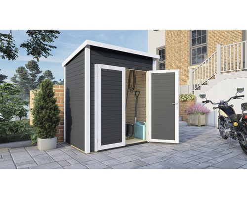Gerätehaus Bertilo Timmo 1 mit Fußboden 191 x 137 cm anthrazit exclusiv bei Hornbach Gerätehaus Bertilo Timmo 1 mit Fußboden 191 x 137 cm anthrazit exclusiv bei Hornbach