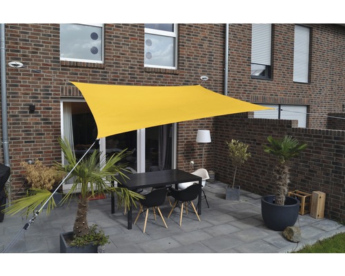 PeddyShield Vierecksonnensegel 3,0 x 4,0 m, aus wasser- und windabweisenden PES 200 g/m², gelb