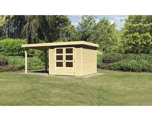 Gartenhaus Karibu Kodiak 3,5 mit Schleppdach 2,25 m 508 x 262 cm natur