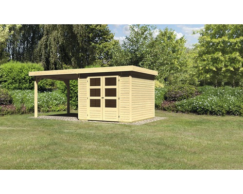 Gartenhaus Karibu Kodiak 3,5 mit Schleppdach 2,75 m 528,5 x 262 cm natur