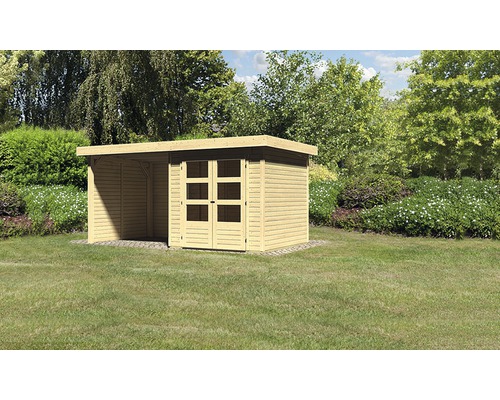 Gartenhaus Karibu Kodiak 2 mit Schleppdach 2,25 m, Rück- und Seitenwand 437 x 217 cm natur-0