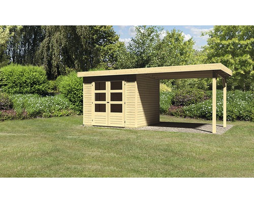 Gartenhaus Karibu Kodiak 3 mit Schleppdach 2,75 m 501 x 217 cm natur