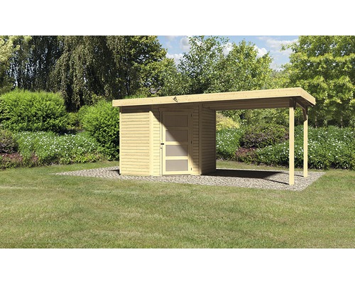 Gartenhaus Karibu Anvik 3 mit Schleppdach 504,5 x 238 cm natur