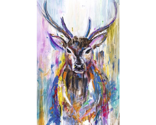 Illustration eines Hirschs mit Geweih im Aquarellstil