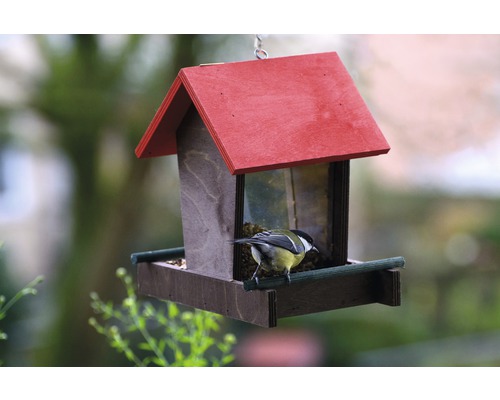 Vogelhaus aus Holz mit einem Vogel