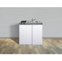 Stengel-Küchen Miniküche mit Geräten Kitchenline 90 cm Frontfarbe weiß glänzend Korpusfarbe weiß montiert-thumb-3