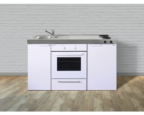 Stengel-Küchen Singleküche mit Geräten Kitchenline 150 cm weiß glänzend vormontiert Variante links