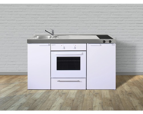 Stengel-Küchen Singleküche mit Geräten Kitchenline 150 cm weiß glänzend vormontiert Variante links