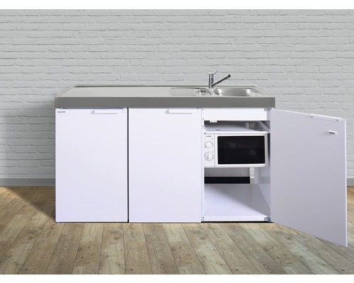 Stengel-Küchen Singleküche mit Geräten Kitchenline 150 cm Frontfarbe weiß glänzend Korpusfarbe weiß montiert