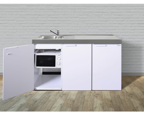 Stengel-Küchen Singleküche mit Geräten Kitchenline 150 cm Frontfarbe weiß glänzend Korpusfarbe weiß montiert