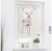Rollo mit Hirschmotiv im Fenster
