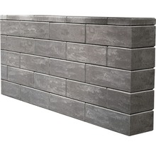 Graue Steinmauer aus Betonsteinen