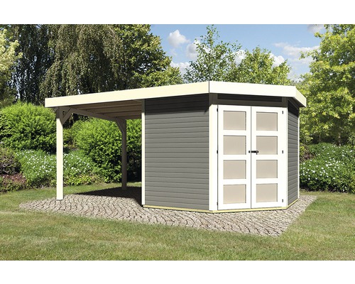 Gartenhaus Karibu Grünwald 5 mit Schleppdach 2,2 m 492,5 x 262 cm terragrau