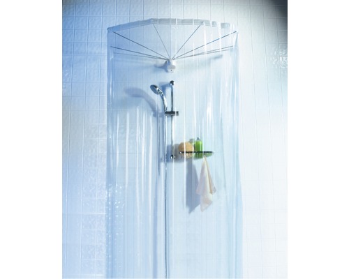 Duschspinne Spirella Ombrella mit Gestänge und Duschvorhang 200x170 cm Klar