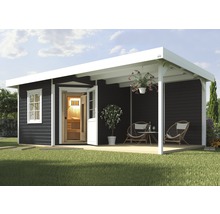 Saunahaus Weka Salo B inkl.7,5 kW Ofen u.digitaler Steuerung mit Holztüre und Isolierglas wärmegedämmt anthrazit/weiß