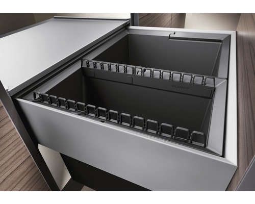 Offener Küchenabfalleimer mit zwei Behältern der Marke Blanco