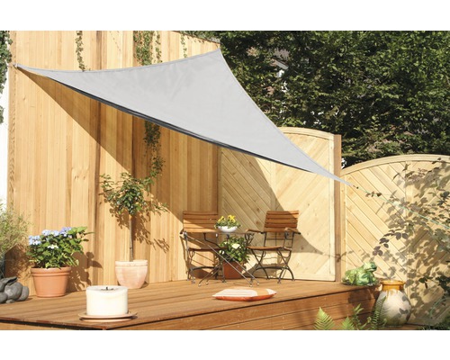 Floracord Dreiecksonnensegel 3,6 x 3,6 x 3,6m, HDPE 180 g/m² wind- und wasserdurchlässig, silbergrau